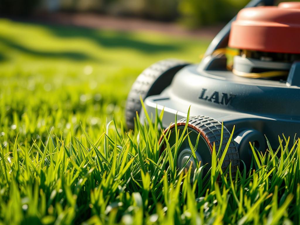 A close up, hyper realistic image of a professional lawn