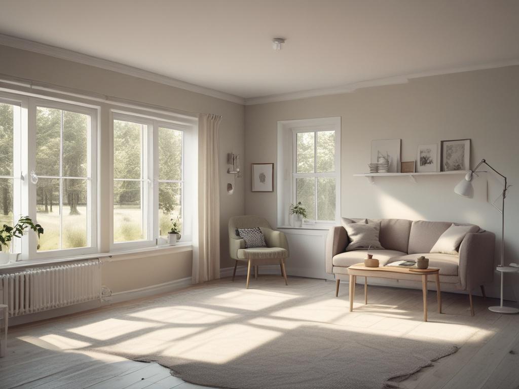 Create a realistic high-resolution photo that embodies the theme of "Livslångt lärande: varför du aldrig ska sluta utvecklas." The image should feature a single subject — a middle-aged person engaged in reading a book in a serene, softly lit environment. The composition should be simple and clear, with the individual positioned in the center of the frame. 

The background should consist of a cozy, minimalist study or library setting, with warm, muted tones complementing the primary color #FF6E4E. Subtle ele