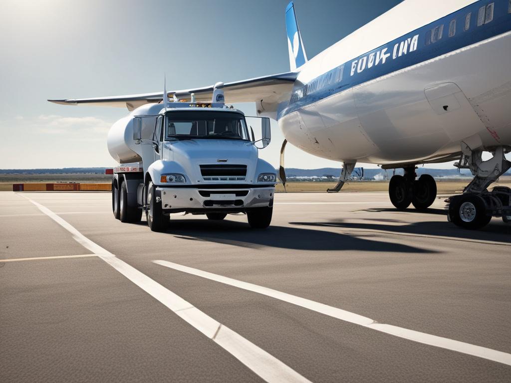 close up of a fuel truck refueling a small aircraft