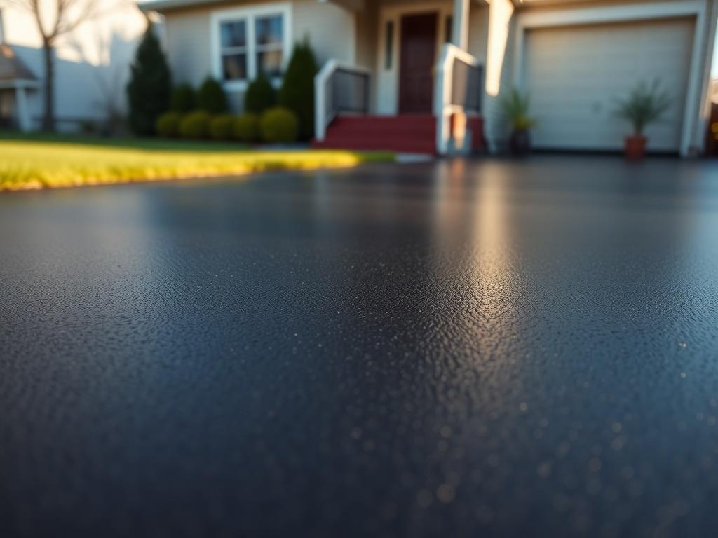 A close up shot of a freshly seal coated residential