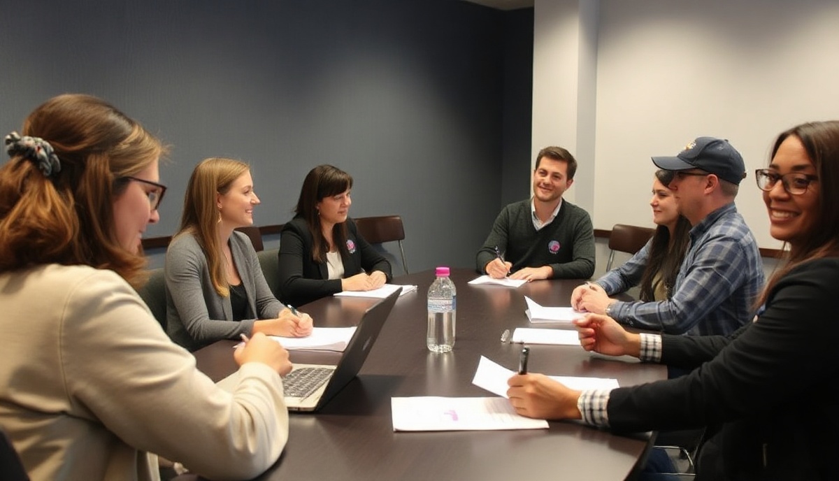 Professional workshop or training session with nonprofit leaders learning in structured boardroom environment