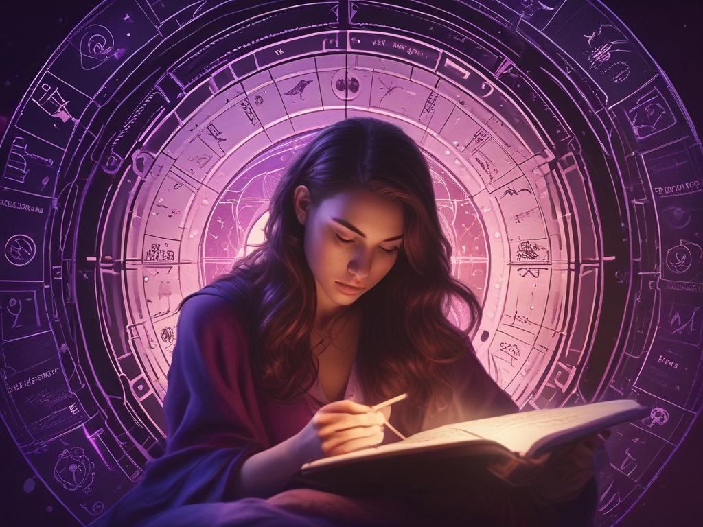 A high resolution, realistic of a young astrologist woman with