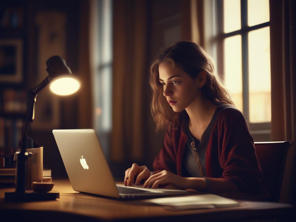 A realistic high resolution of a young writer in a