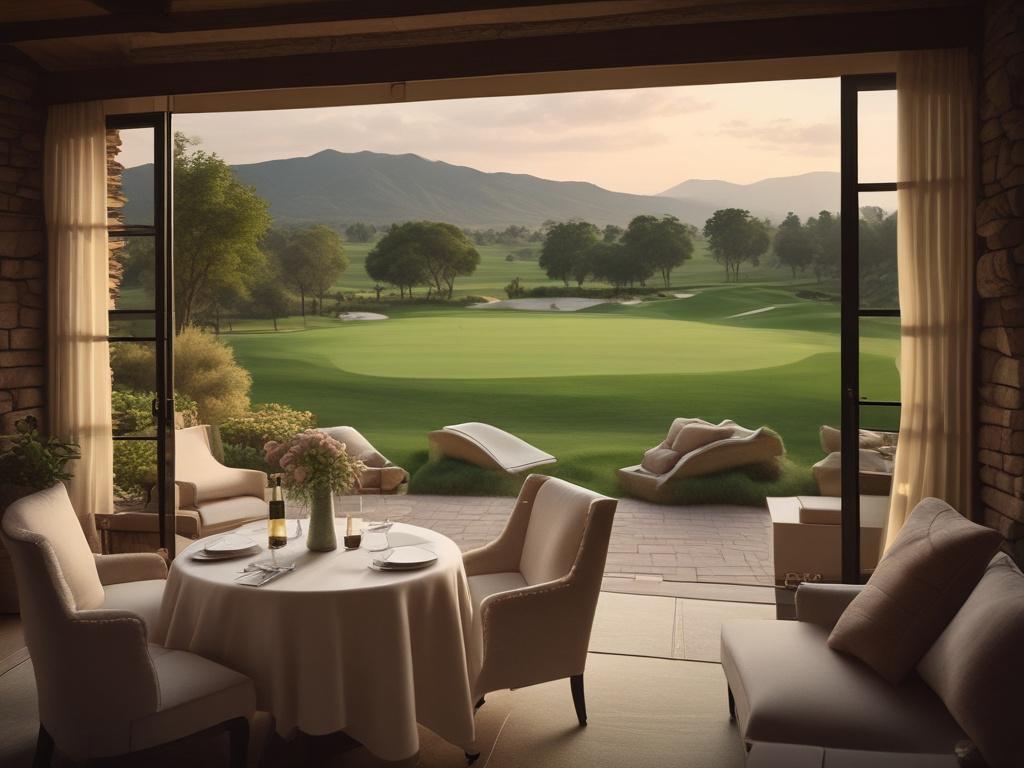luxury golf resort, scenic hills, golfing, relaxation, spa, fine dining