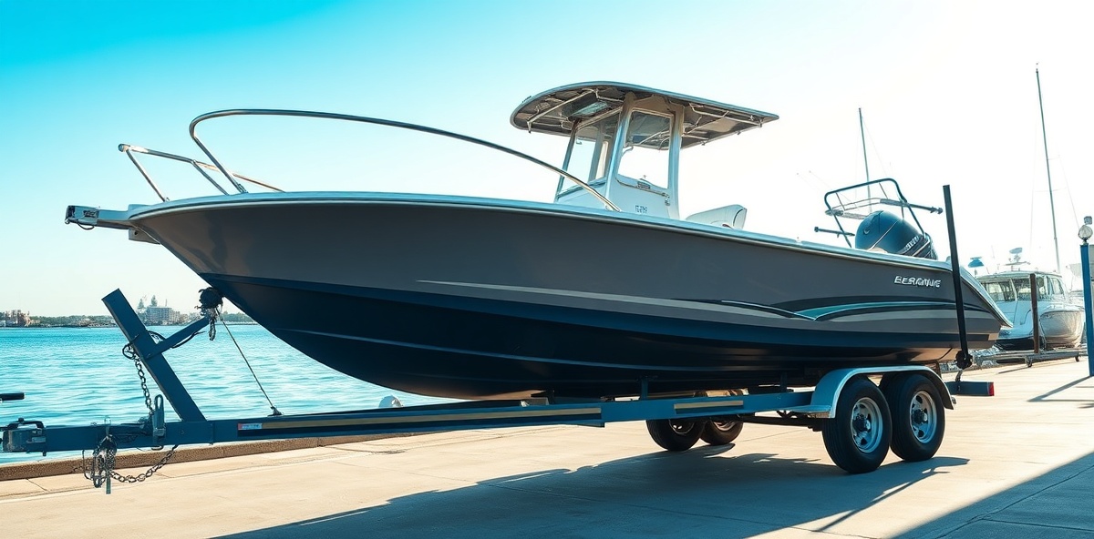 Boat and trailer near dock