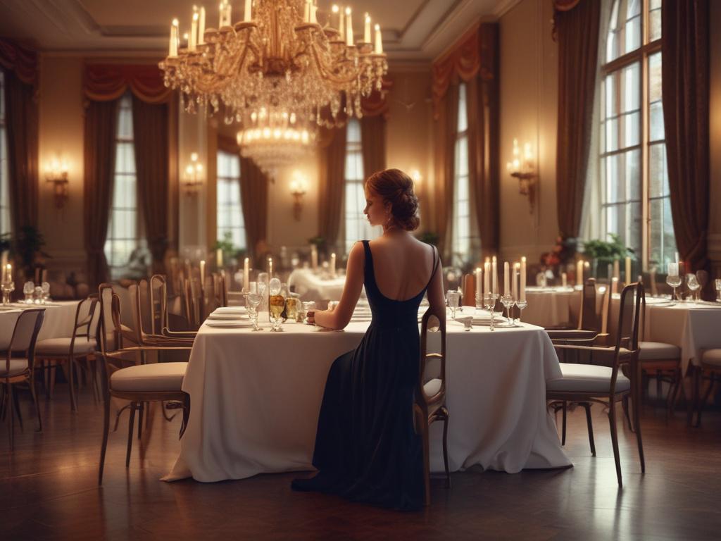 An elegant dining setting at a fine restaurant, featuring a