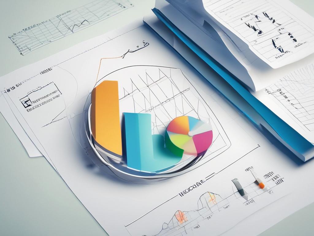realistic high resolution of financial symbols and graphs, minimalistic style,