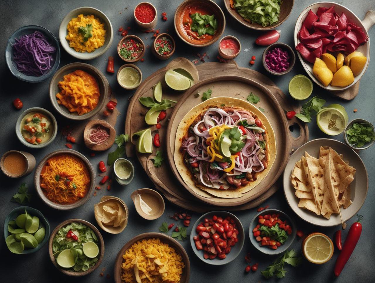 Mexican food, catering, celebration, vibrant dishes