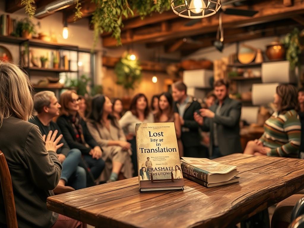 A vibrant scene of a book launch event featuring Grace