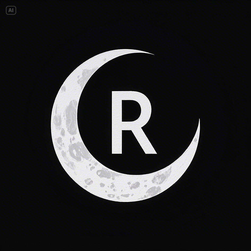 a playful r design with crescent moon shapes intertwining to make the r.jpeg