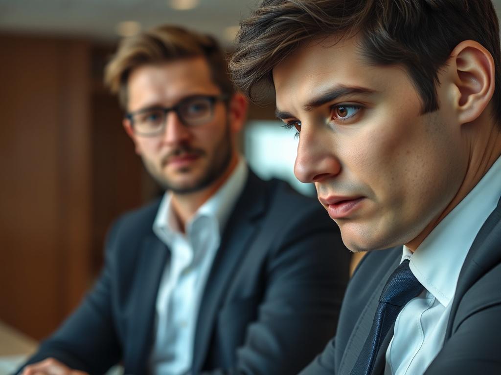 A hyper realistic close up shot of a confident business