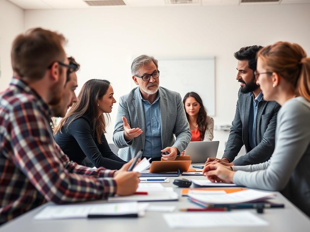 A dynamic image of a trainer leading an interactive workshop