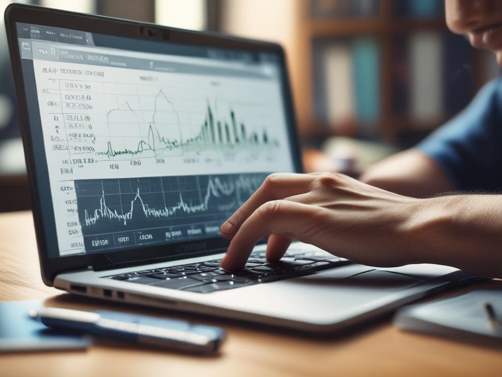 A close up shot of a person analyzing financial data