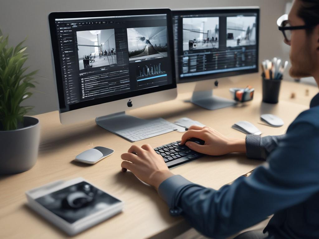 A close up shot of a person creating digital content