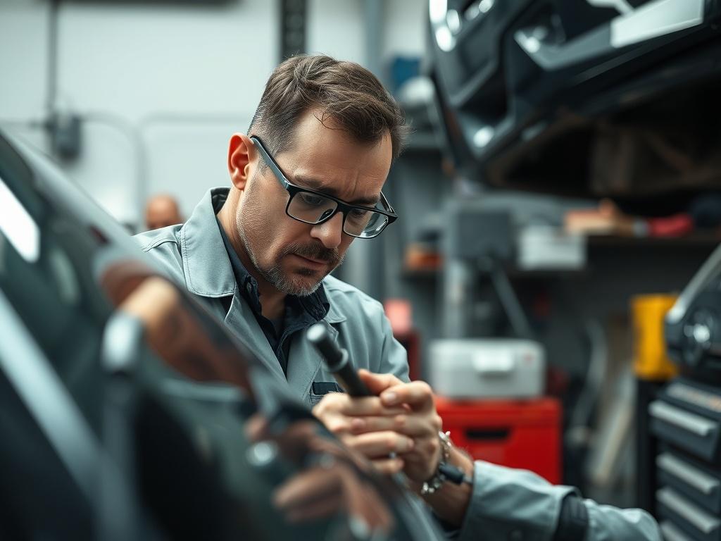 A close up shot of a quality assurance inspector examining