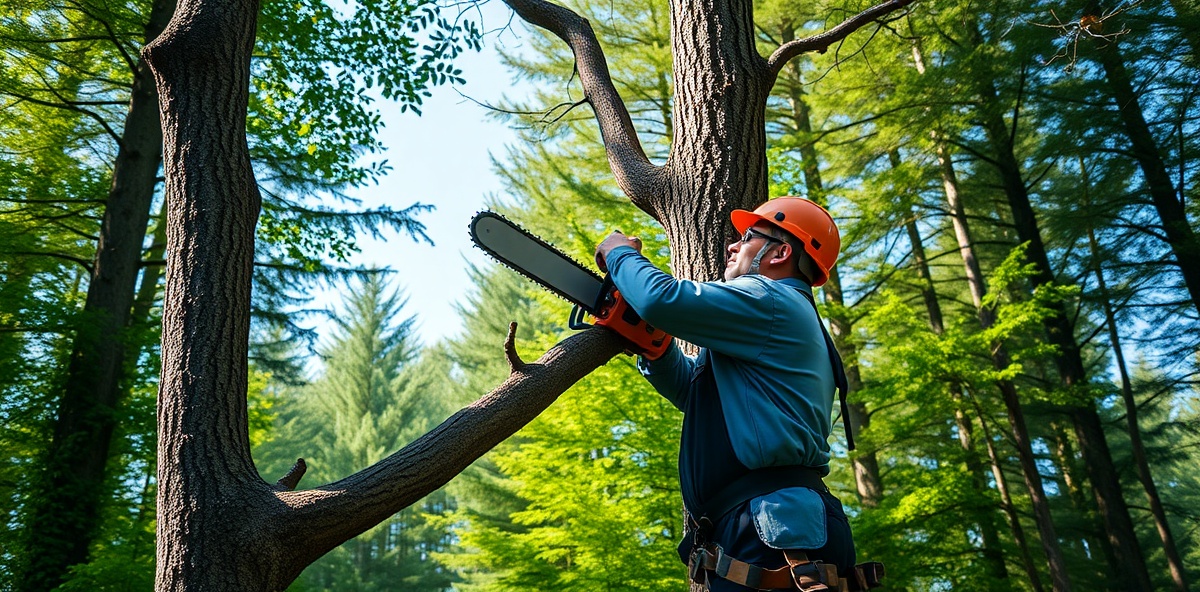 Professional tree surgeon at work