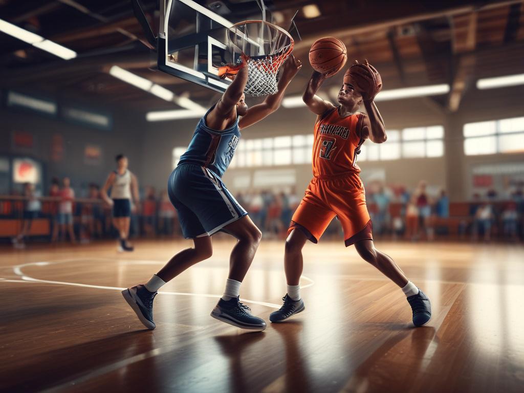A young athlete practicing shooting a basketball in a well