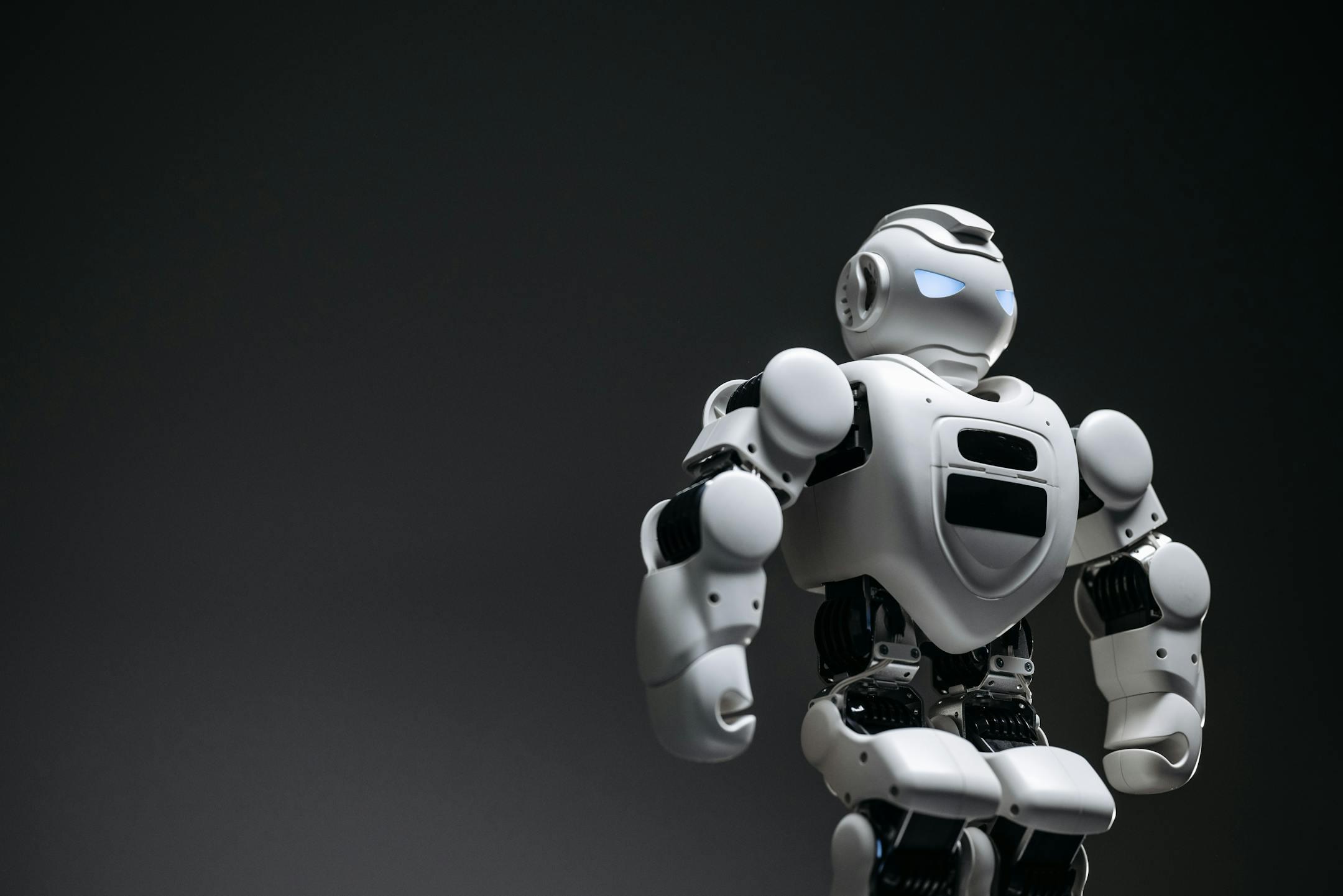 A futuristic robot, captured in a close-up studio shoot, showcasing innovation and design.