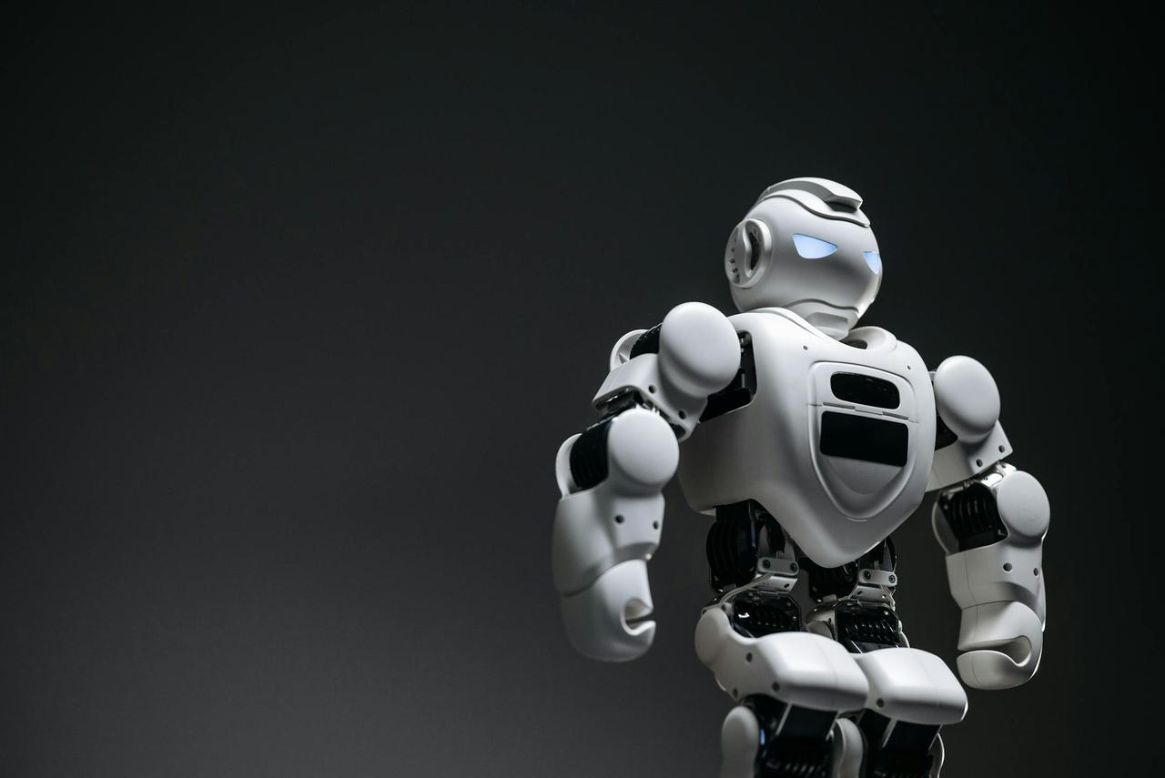 A futuristic robot, captured in a close-up studio shoot, showcasing innovation and design.