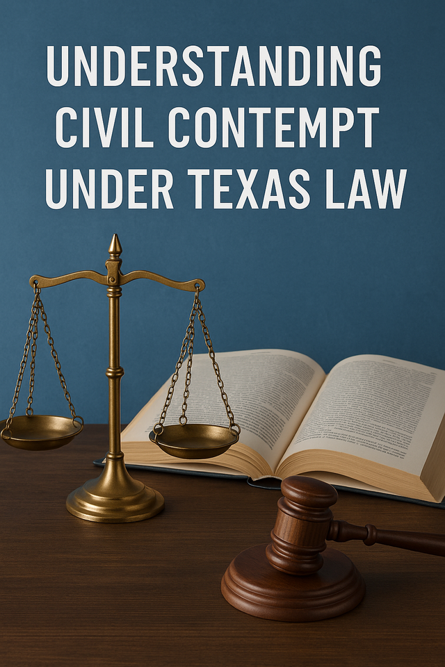 Learn what civil contempt means under Texas law, how it differs from criminal contempt, and how courts enforce compliance with clear and specific orders.