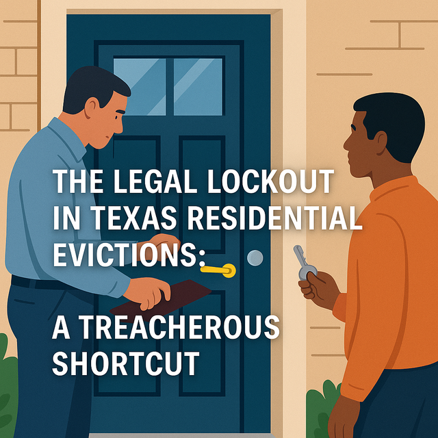 Learn about legal lockouts under Texas Property Code § 92.0081 — when they’re allowed, the strict notice and key requirements, and why improper lockouts can lead to major legal penalties. Understand why formal eviction is the safer route for landlords.