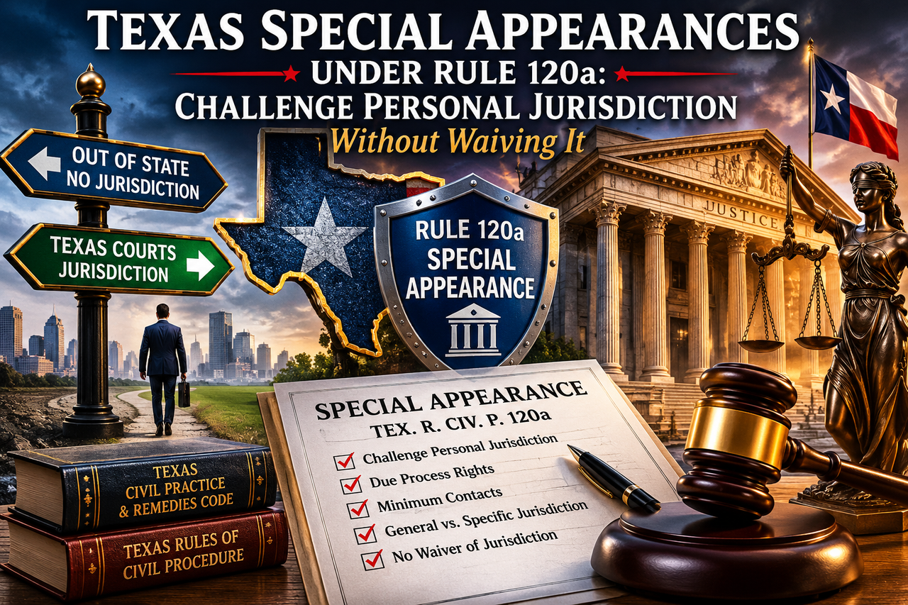 6-4-2026 - texas special appearances under rule 120a - how to challenge personal jurisdiction without waiving it.png