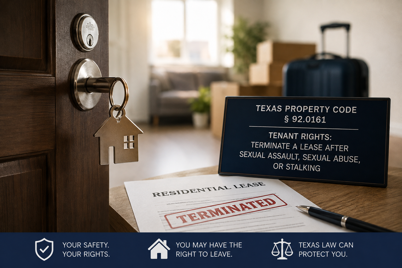 Texas apartment lease termination rights after sexual assault, sexual abuse, or stalking under Texas Property Code § 92.0161.