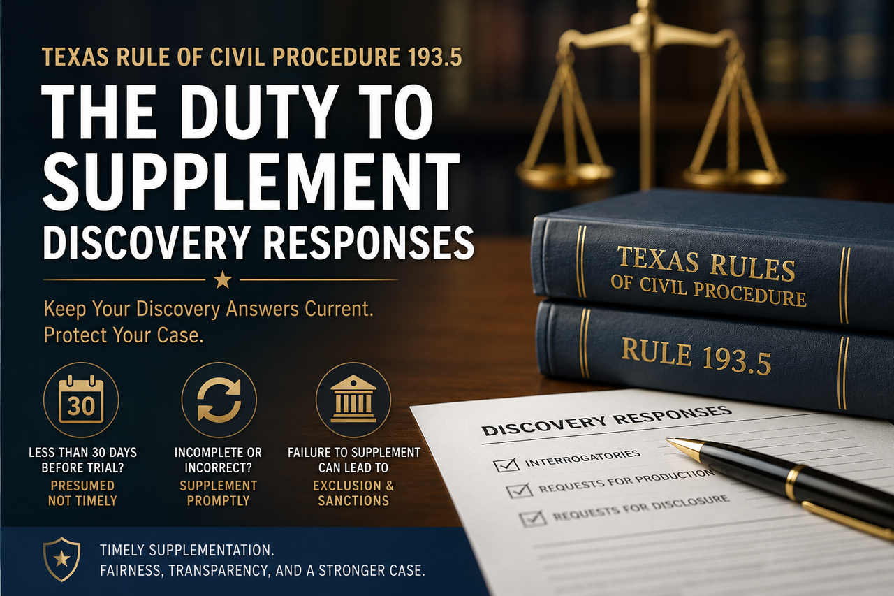 <strong>Texas Rule of Civil Procedure 193.5: The Duty to Supplement Discovery Responses Before It Is Too Late</strong>