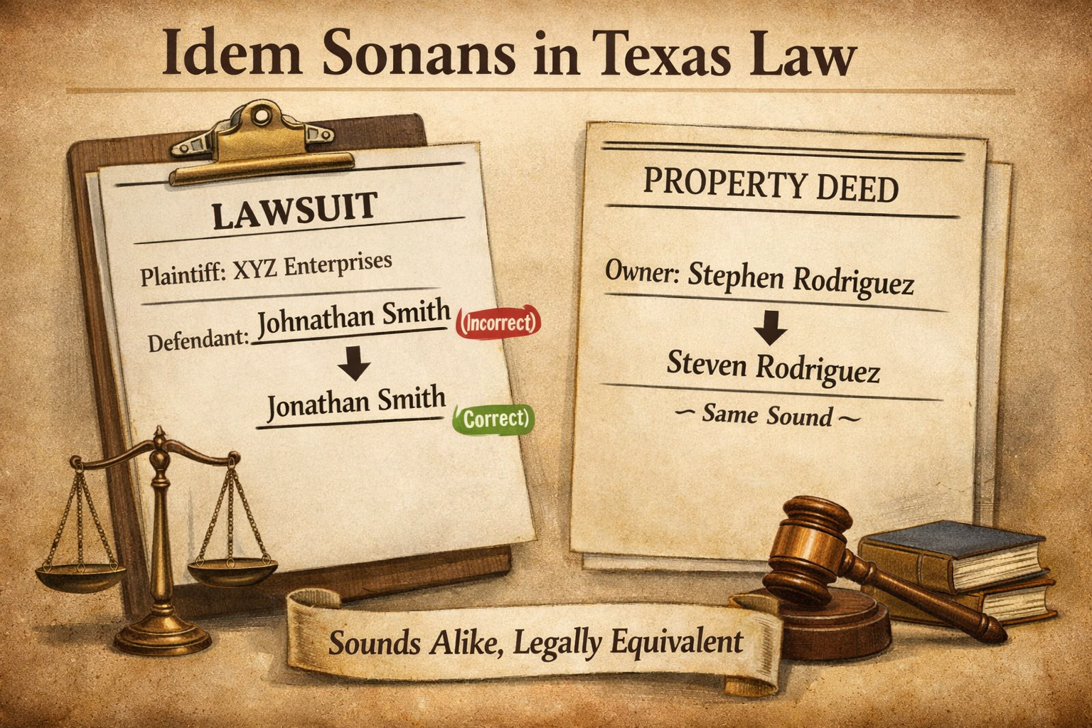 <strong>When a Misspelled Name Doesn’t Kill a Case: The Doctrine of <em>Idem Sonans</em> in Texas Law</strong>