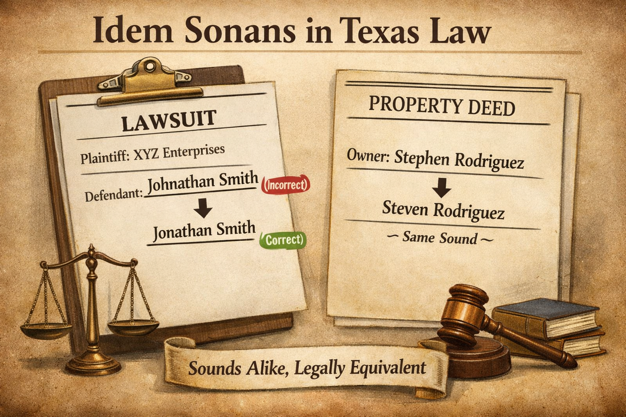 <strong>When a Misspelled Name Doesn’t Kill a Case: The Doctrine of <em>Idem Sonans</em> in Texas Law</strong>