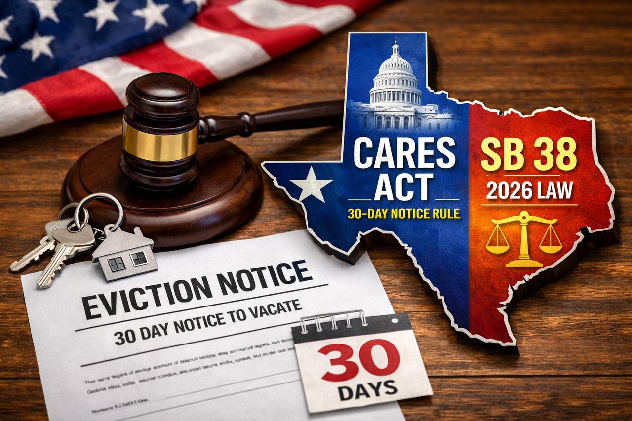 Texas evictions speed up in 2026 under SB 38—but CARES Act covered properties may still require a 30-day notice. Learn the new pitfalls.