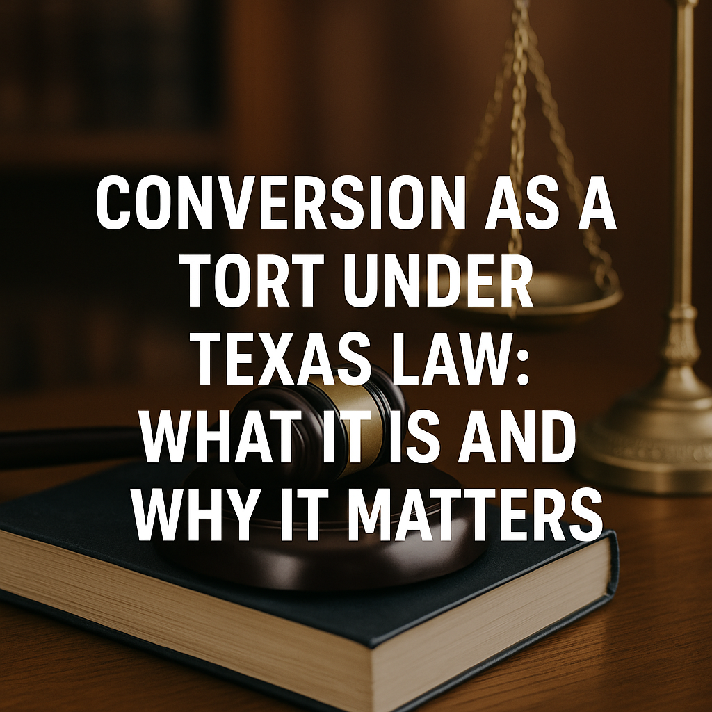 Learn what conversion is under Texas law, when it applies, and how victims can recover property value and damages through civil claims.