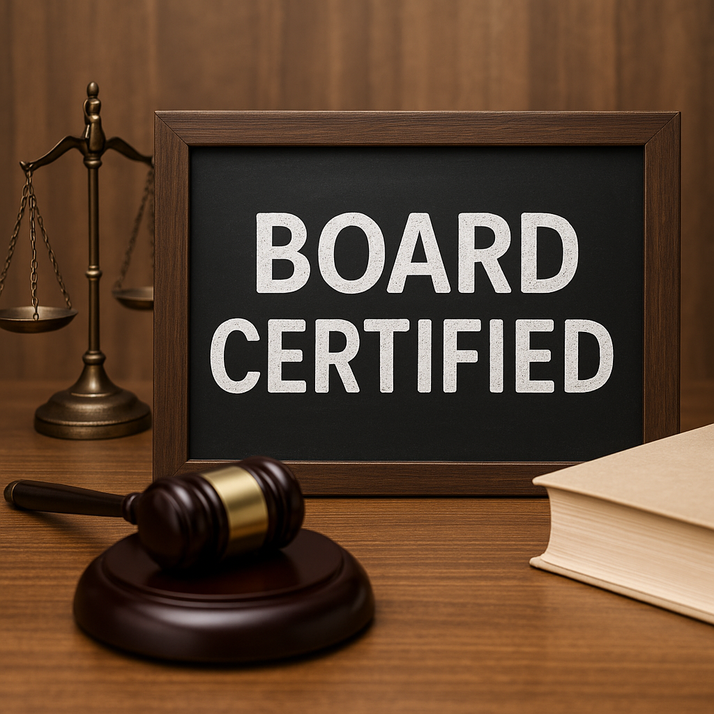 Board Certification shows a lawyer has proven expertise, advanced training, and recognized skill. Learn what it means and why clients benefit from hiring a certified attorney.