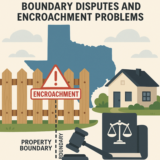 Texas property boundary dispute with fence encroachment illustration