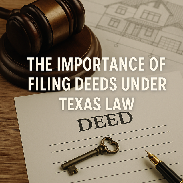 Learn why filing deeds is essential under Texas law. Discover how recording protects property rights, establishes chain of title, and prevents costly disputes.