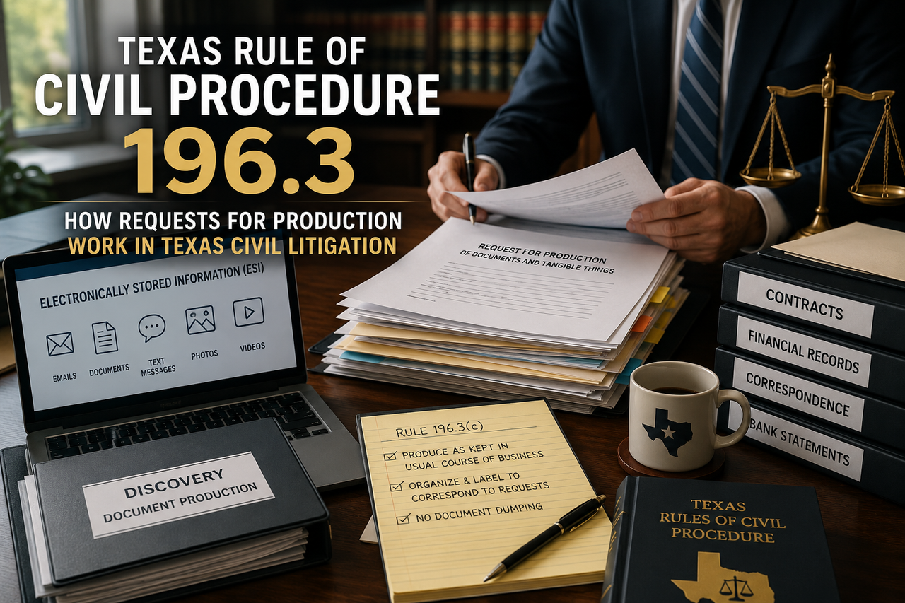<strong>Texas Rule of Civil Procedure 196.3: How Requests for Production Work in Texas Civil Litigation</strong>