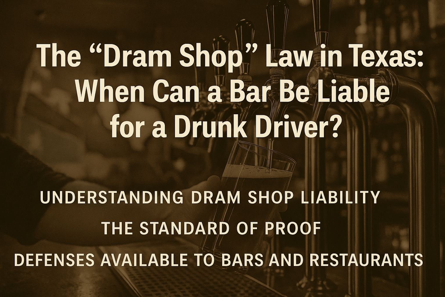 Learn how Texas Dram Shop law holds bars and restaurants liable for overserving intoxicated patrons. Understand the <em>standard of proof</em>, Safe Harbor defense, and what evidence plaintiffs need to win a Dram Shop claim in Texas.