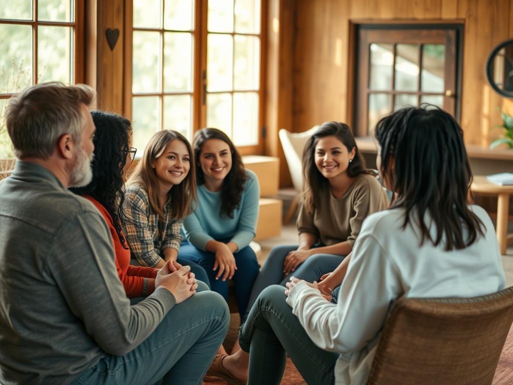A close up of a diverse group of people sitting