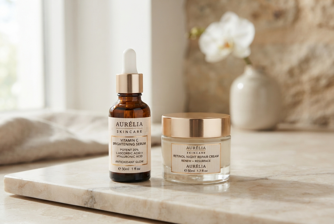 Retinol Pro Night Cream and Vitamin C Face Serum