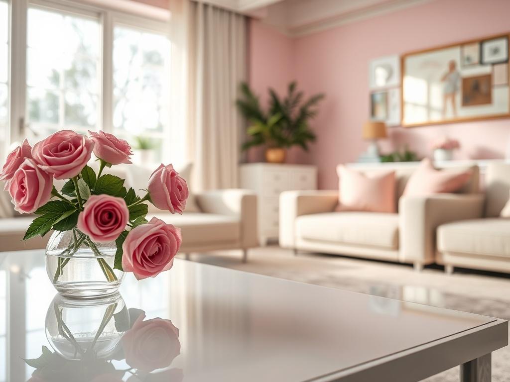 A close up shot of a sparkling clean living room,
