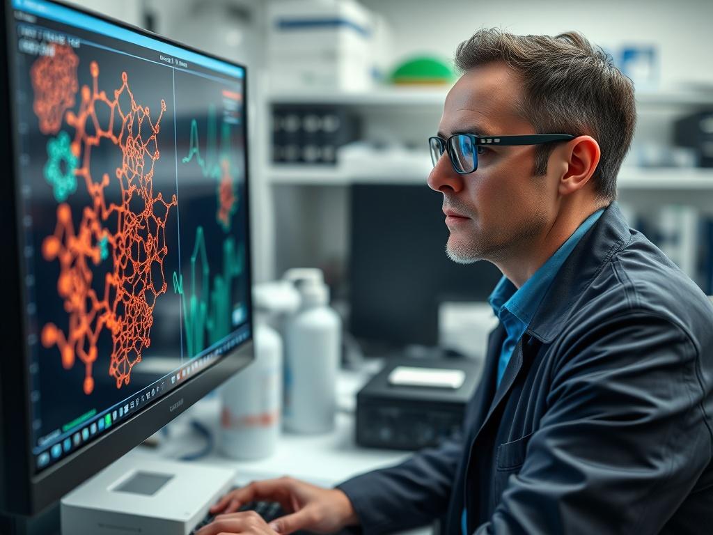 A close up shot of a researcher in a lab,