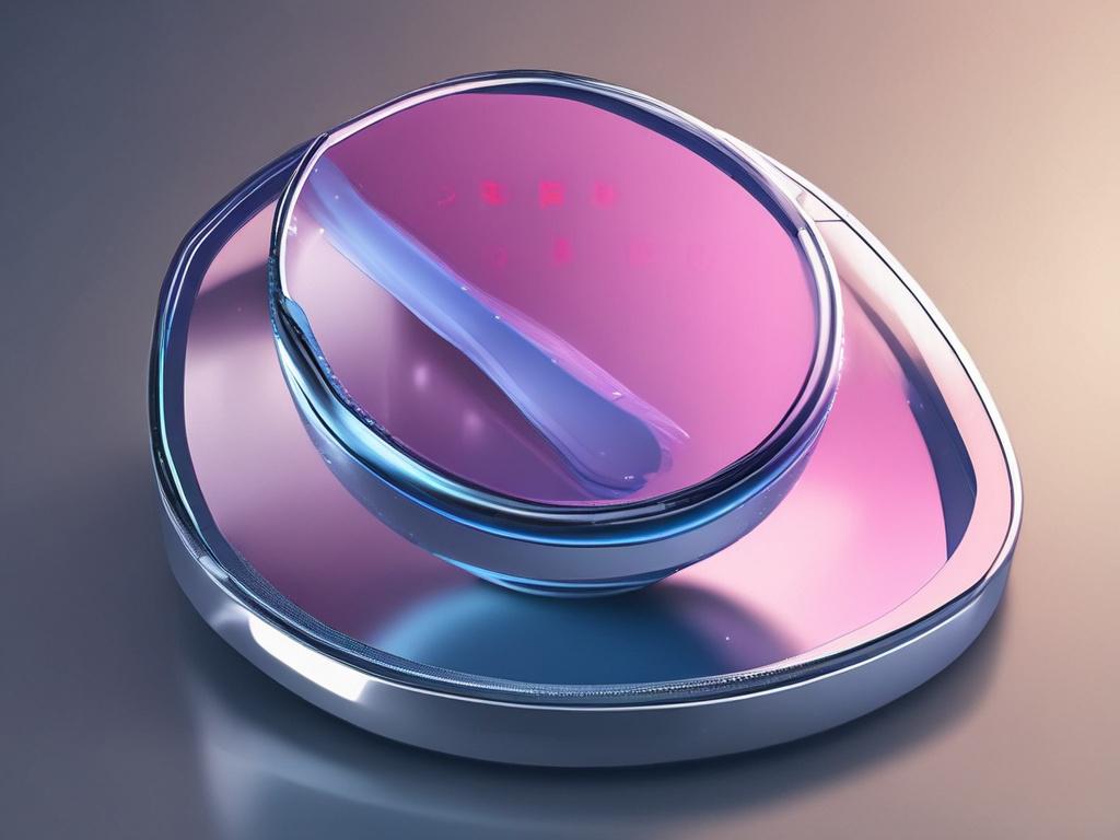 A polished, high-tech SEO optimization tool positioned on a glossy surface. The background is subtly blurred, emphasizing the tool's modern design and highlighting its advanced features.