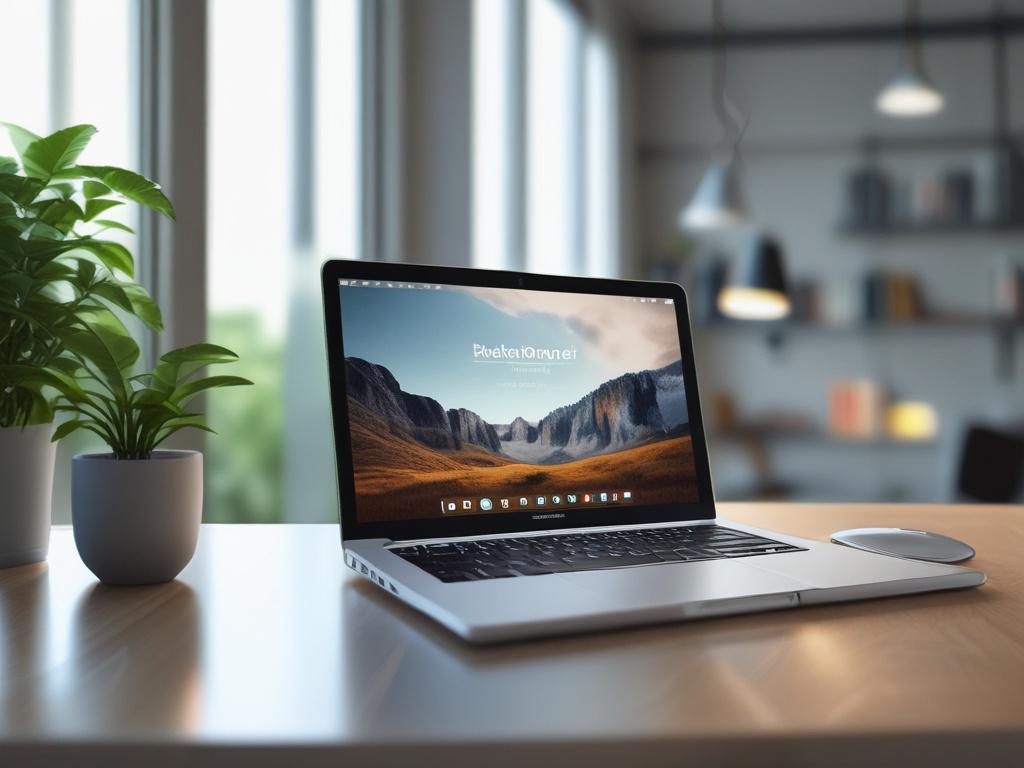 A sleek, high resolution image showcasing a modern workspace with