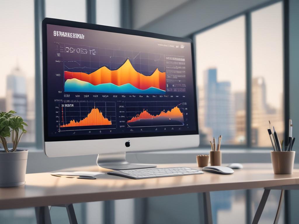 An ultra modern marketing dashboard displayed on a high resolution