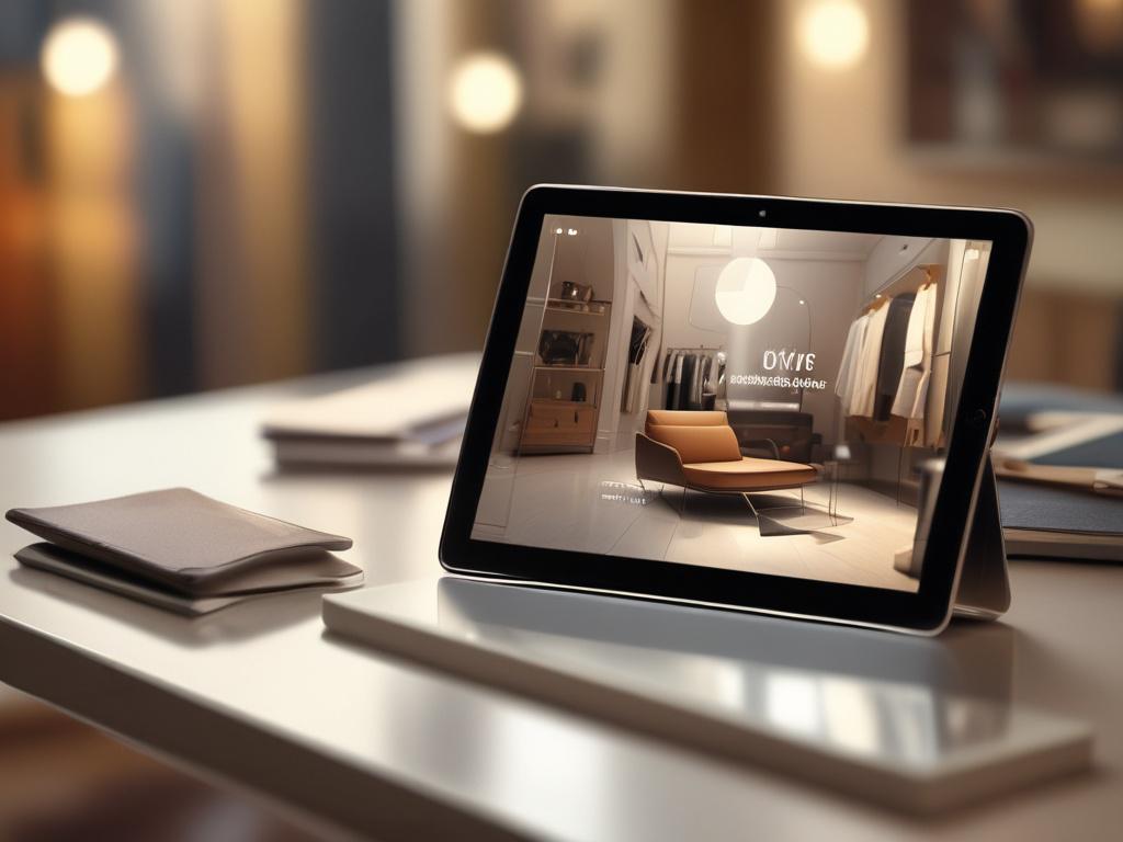 an elegant, polished online store interface displayed on a tablet,