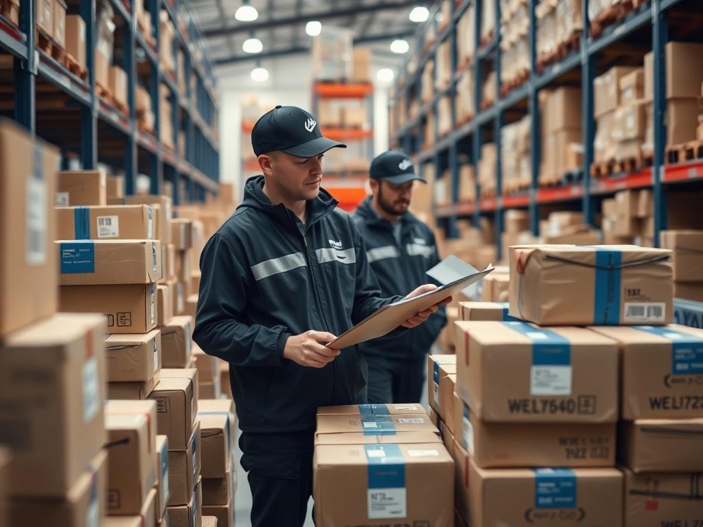 A close up of a warehouse with neatly organized packages