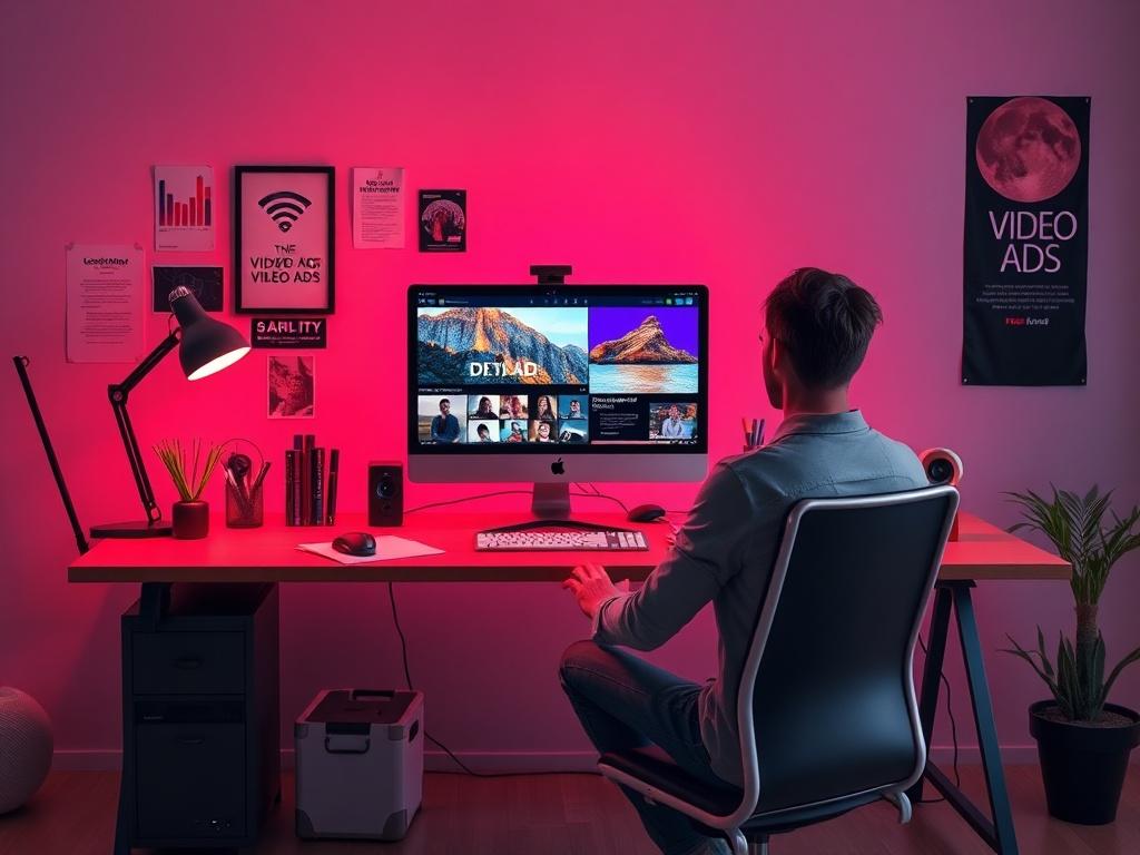 A professional creative workspace featuring a designer at a desk