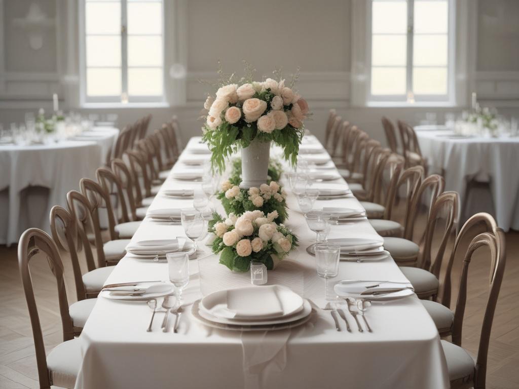 wedding table setup, elegant chairs, table decorations