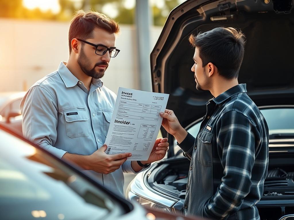 A close up shot of a mechanic presenting a detailed