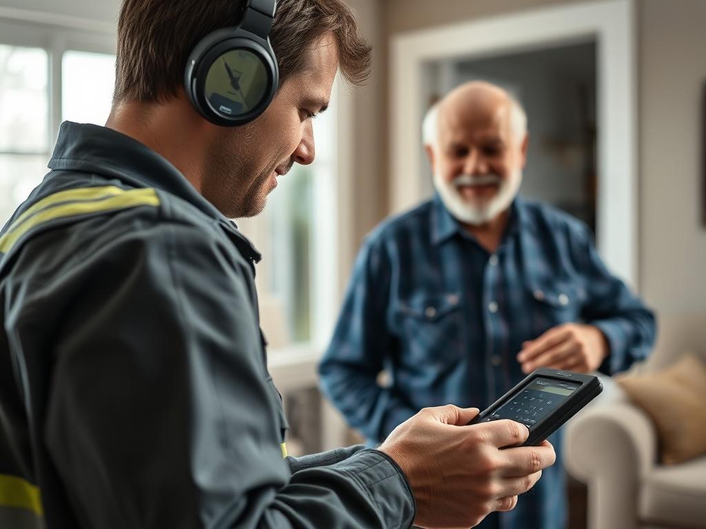 A close up shot of a technician conducting a post
